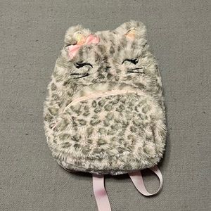 Claire's Club Furry Pink Cat Small Backpack